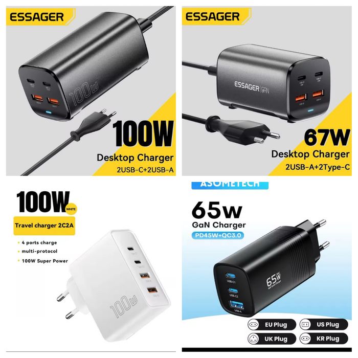 Блок Зарядки 100W;67W;65W; 30W; Зарядка ноутбука, телефона Шнур Кабель