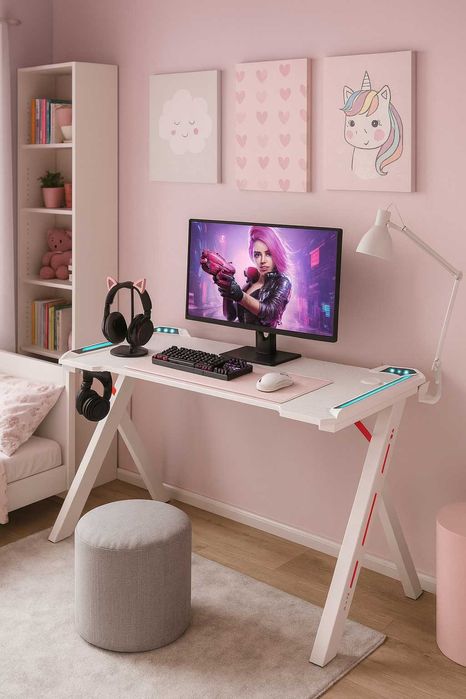 Biurko Gamingowe Komputerowe Stół dla Gracza Nowoczesne LED 140cm BG03