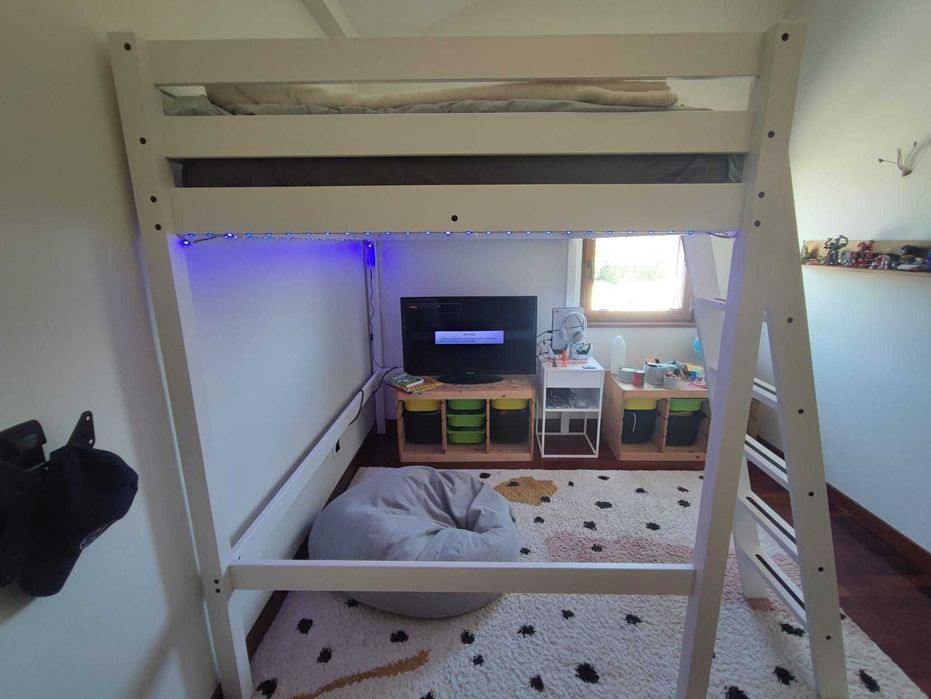 IKEA STORÅ Estrutura de cama alta, velatura branca, 140x200 cm