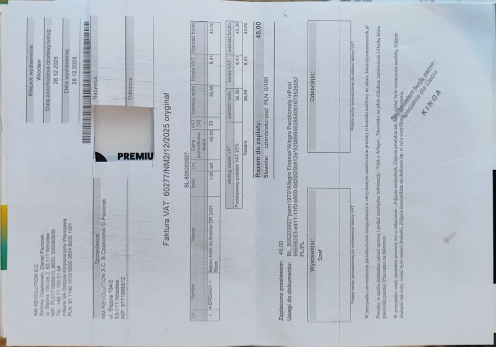 Bęben do drukarki Brother DR 2401