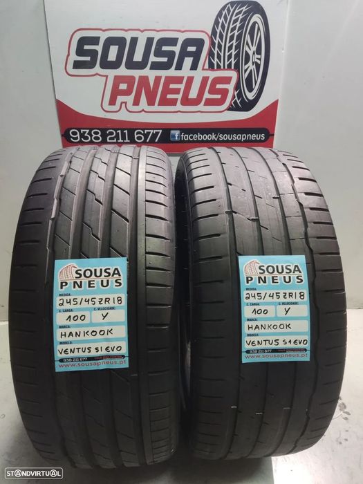 2 pneus semi novos 245-45r18 hankook - oferta dos portes