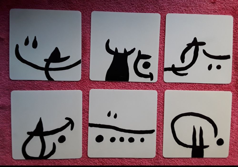 Conjunto 6 bases para copos, a branco e preto