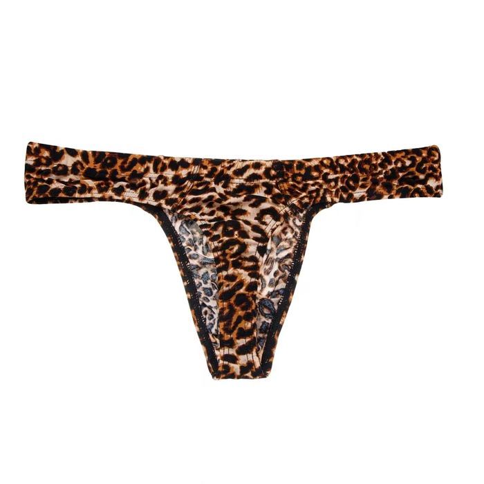 Męskie stringi JOCKMAIL odważny krój efekt modelowania, panterka - XXL