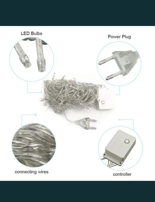 Lampki Led Ciepły Biały 10 m 100 led