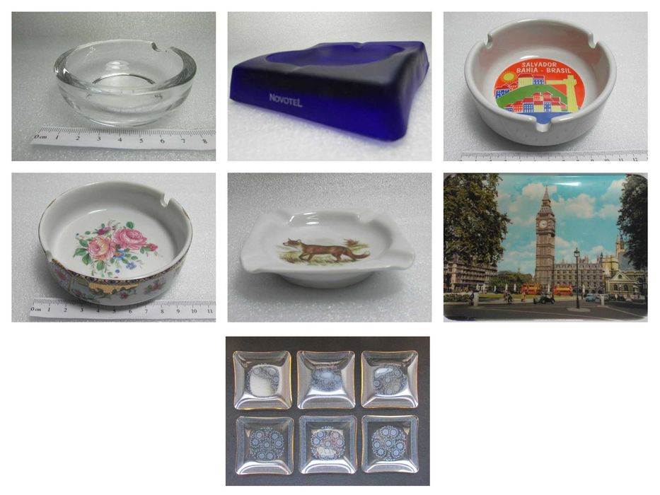 Conjunto / coleção de 80 cinzeiros diversos materiais, origens e temas