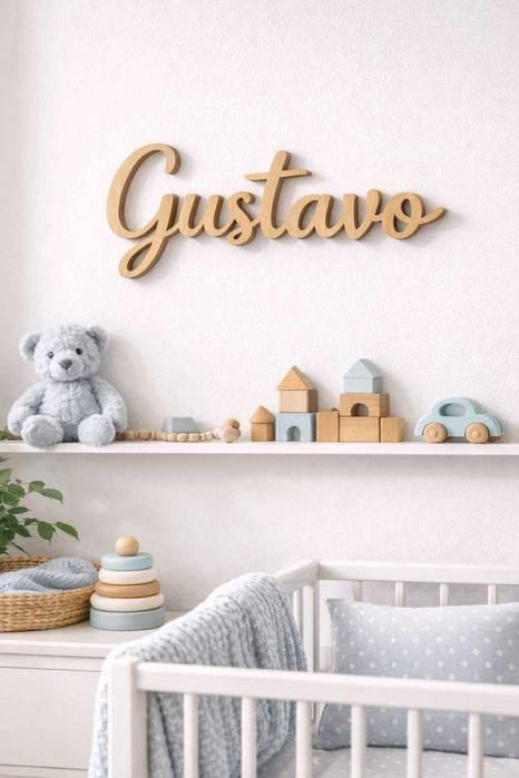 Nome em Madeira para Quarto de Bebé | Personalizado | Design Natural
