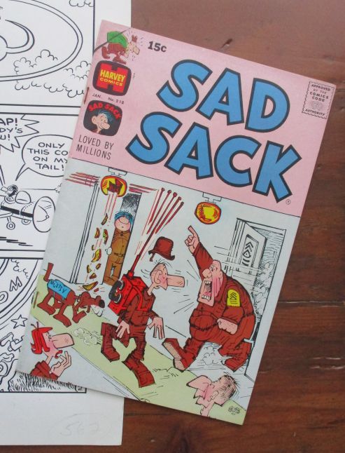 1970 original comic book art - Sad Sack - prancha de banda desenhada
