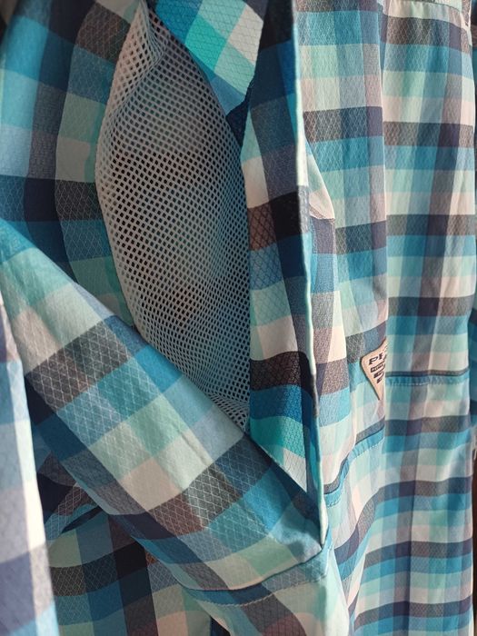 Columbia Men's Super Slack Tide Camp Shirt, Pool Mid Gingham, Small