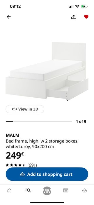 Cama Solteiro IKEA branca com gavetas