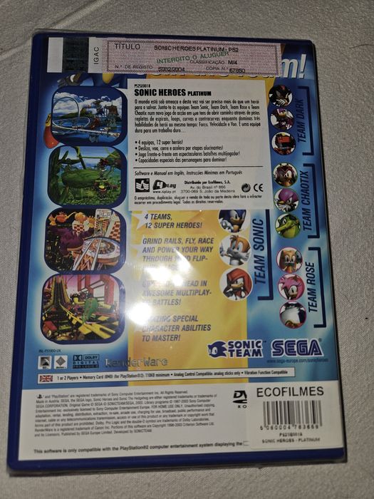Jogo para Ps2 Sonic