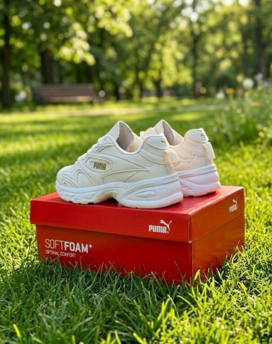Жіночі весняні кросівки Puma/натуральна шкіра/бежеві кросівки пума