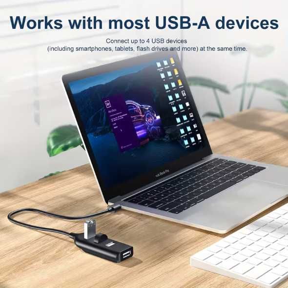USB-хаб на 4USB 2.0, USB-Hub, 1 м, чорний