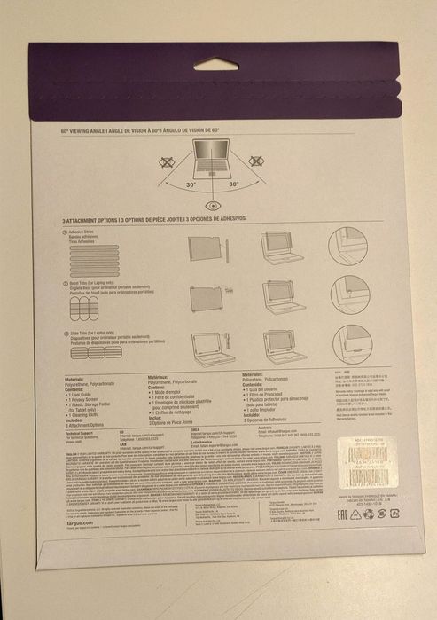 Película de privacidade para ecrãs de 14.1"