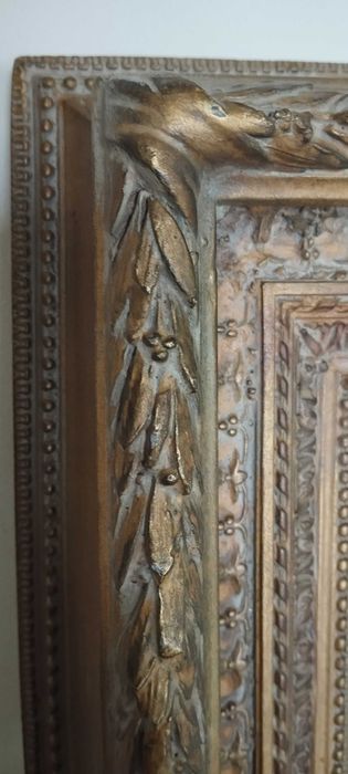 Moldura antiga madeira maciça sem vidro para quadro