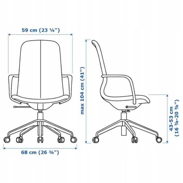 Fotel obrotowe krzesło biurowe LANGFJALL IKEA niebieski