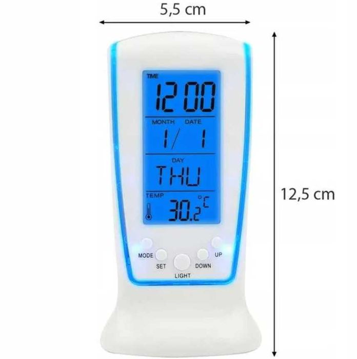 Stacja pogody budzik zegar elektroniczny termometr data led