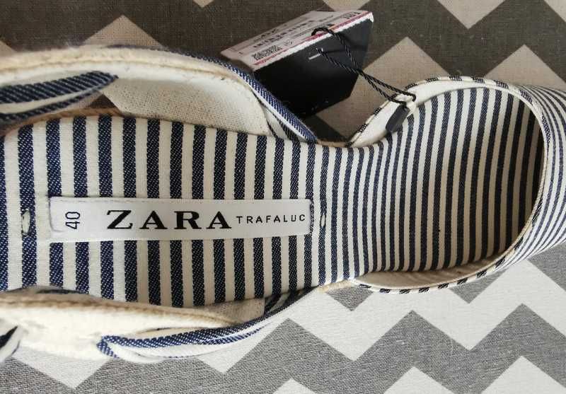 Zara espadryle na koturnie wiązane w kostce