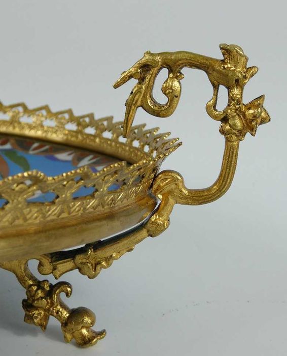 PATERA talerz emalia CLOISONNE kwiat ptak żuraw