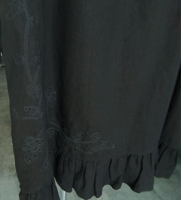 Czarna 100% lniana spódnica na gumce . Rozm. 22 /5XL/ 50.Pas 100 130cm