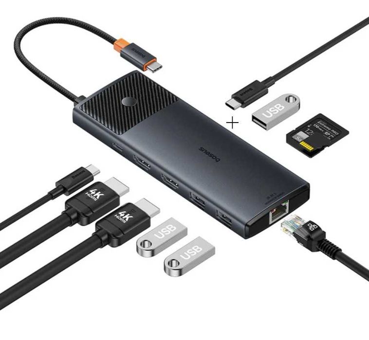 Baseus USB HUB 10 in 1 з PD та Dual HDMI 4K 120Hz/60Hz (211011)