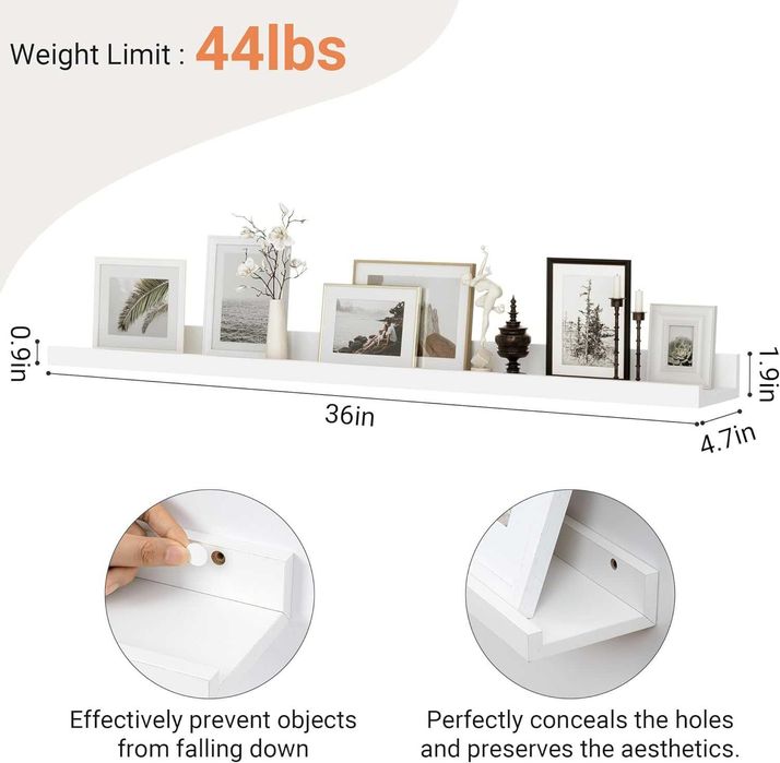 Prateleiras Flutuantes 90cm Conjunto de 2 Branco | Prateleiras de Parede para Livros, Fotos e Decoração |