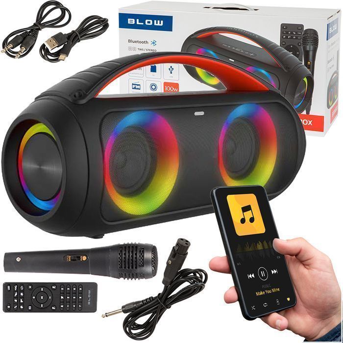 Głośnik przenośny Bluetooth Blow BOOMBOX 100W TWS + pilot + mikrofon