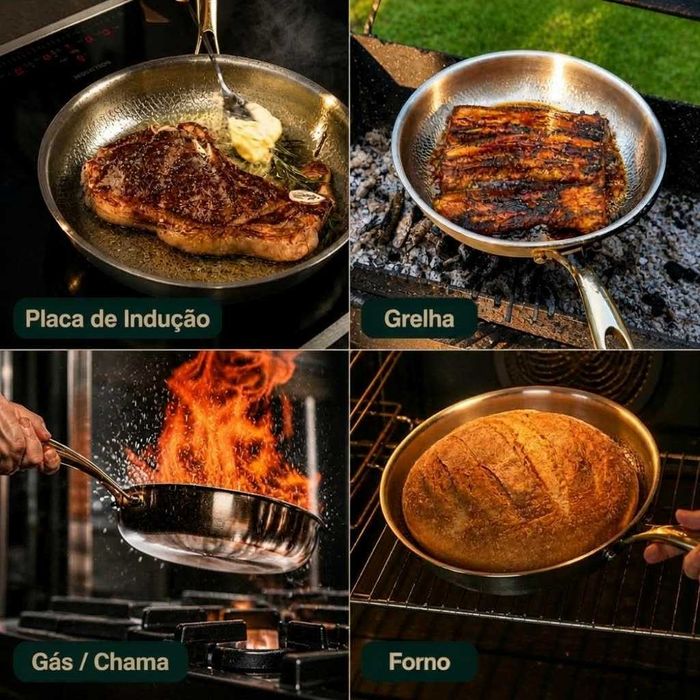Panela Profissional em Titânio Martelado com Tampa