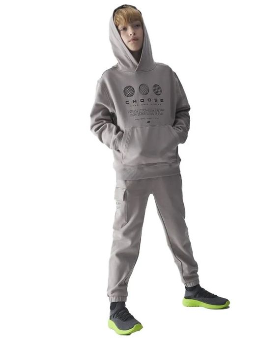 4F Bluza Chłopięca! Szara! Kaptur! Kieszeń! Roz.146! 4F