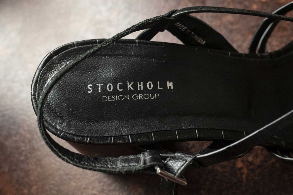 Sandały Stockholm Design Group skórzane obcas boho chunky 39