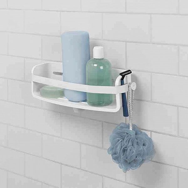 Półka pod prysznic biała, Flex Gel-lock / Umbra