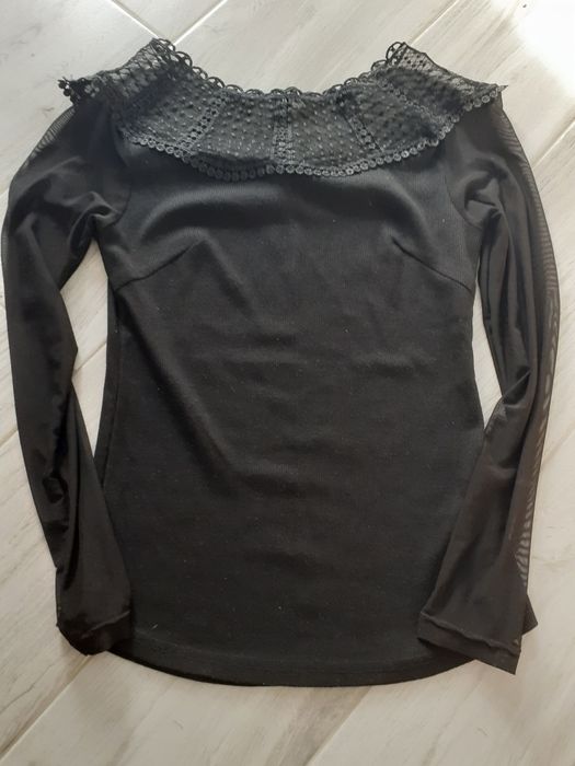 Bluzka czarna elegancka koronka rozm. S/M