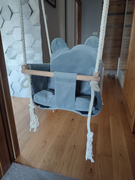 Huśtawka miś do domu i ogrodu szara welur