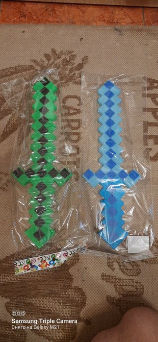 Алмазный меч 45см автомат 45см свет звук Minecraft Майнкрафт оружие