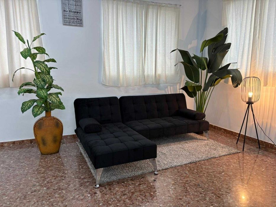 Sofá cama preto novo chaise longue - entrega gratis! SÓ 231€