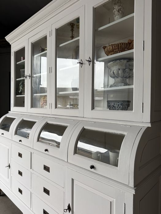 DUŻY XXL Biały drewniany kredens retro vintage bufet rustykalny