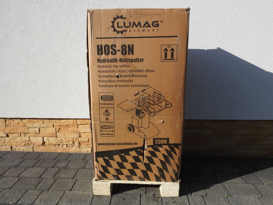 Łuparka do drewna Lumag, rębak, duży nacisk tłoka 8 ton, na prąd 230V