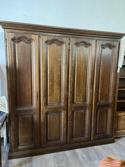 Piękna szafa drewniana drewno dębowe klasyczna zdobiona elegancka frezowania pojemna masywna solidna holenderska  FV DOWÓZ