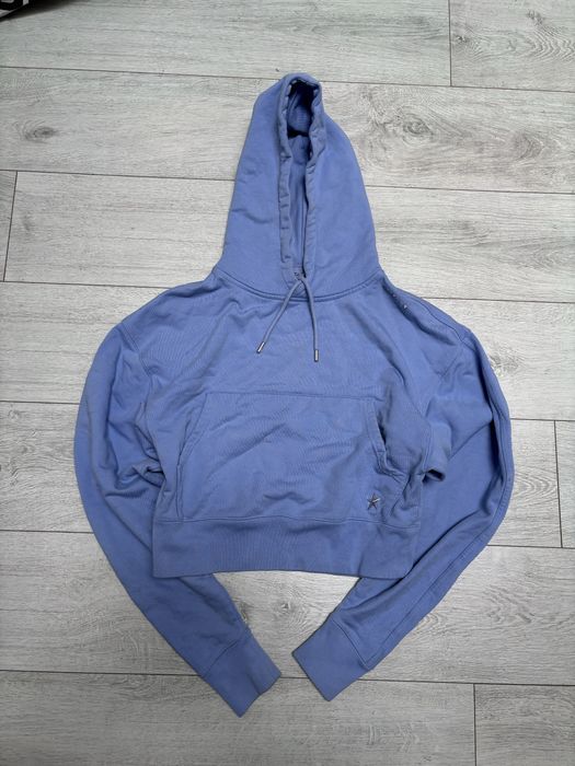 Krótka bluza Mugler x H&M Batwing Sleeved Hoodie XS błękitna / liliowa gwiazda lily