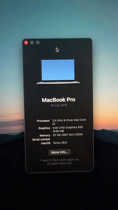 Apple MacBook Pro 2019 16" - i9 - 32 GB RAM - 1 TB SSD - AMD Radeon Pro 5500M 4 GB - cinzento espacial - teclado US - ótimo estado