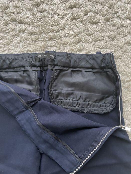 Zara spodnie, rozmiar S/36, eleganckie, granatowe, zamek z boku