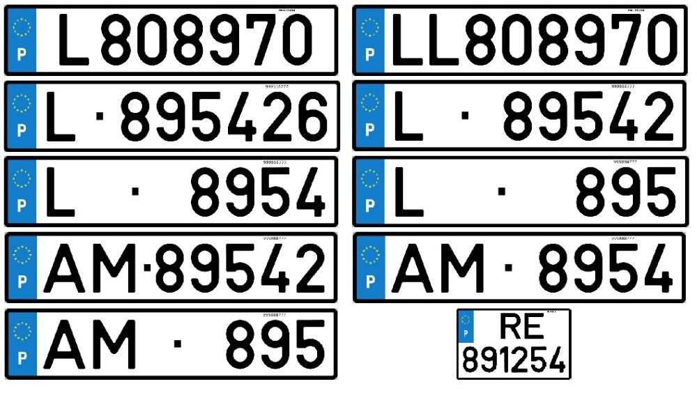 Matrículas Auto, Motas, Atrelados e com nomes