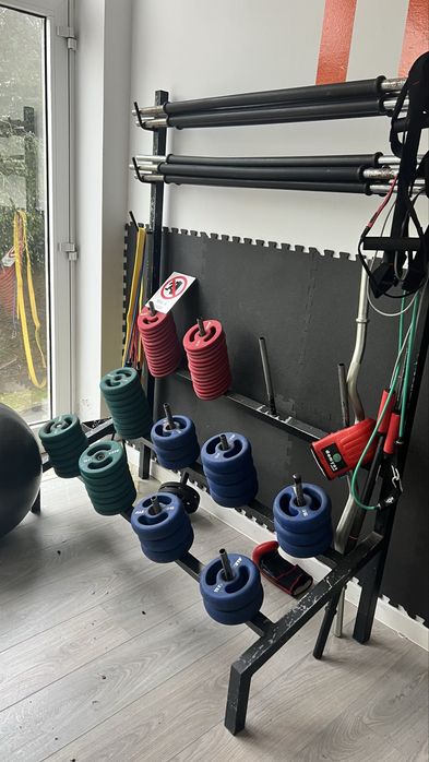 Conjunto de discos e barras para treino funcional