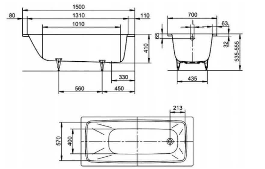 Kaldewei CAYONO 747 stalowa 150x70x41 - uderzona