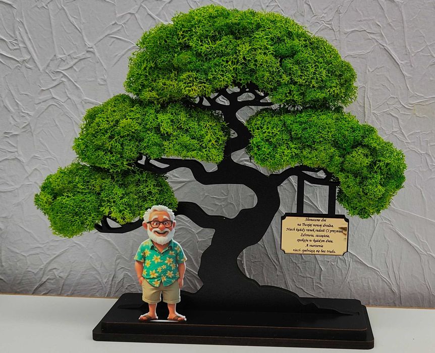 Drzewo bonsai mech 3D stojące prezent dla emeryta emertytki 10 postaci