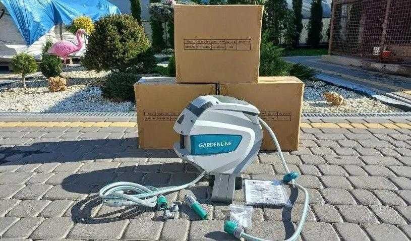 Шланг 20м для поливу Gardenline автомат кронштейн котушка Німеччина