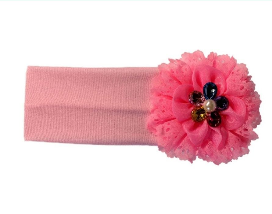 Opaska Bawełna Kwiat Cyrkonie Różne Kolory