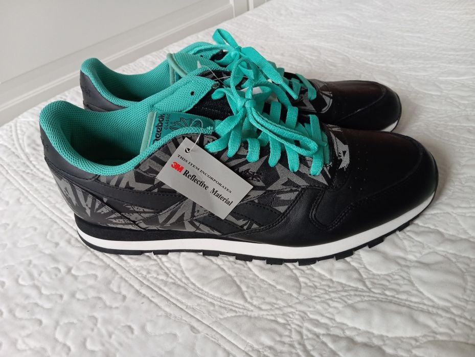 Reebok classic leather skórzane limitowana edycja 45,5 3M odblaskowe