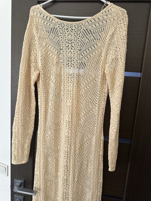 Вязане плаття-туніка макси ZARA,жовтий кольору,розмір L,підійде  на М