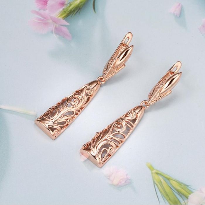 Розово-золотые серьги