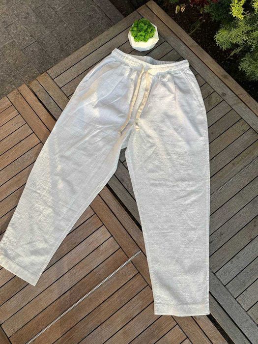 Лляні штани чоловічі широкі /Baggy pants / Класичні літні брюки льон